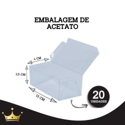 EMBALAGEM DE ACETATO TRANSPARENTE 13X4X3,5CM 20 UNIDADES