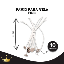 PAVIO PARA VELA FINO  21 CM -10UNID