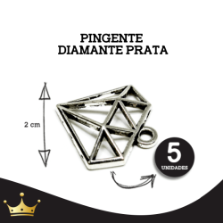 PINGENTE - DIAMANTE PRATA 5 UNIDADES G