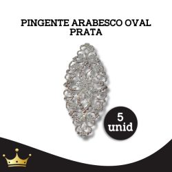 PINGENTE - ARABESCO OVAL PRATA P 10 UNIDADES