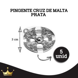 PINGENTE - CRUZ DE MALTA PRATA 5 UNIDADES
